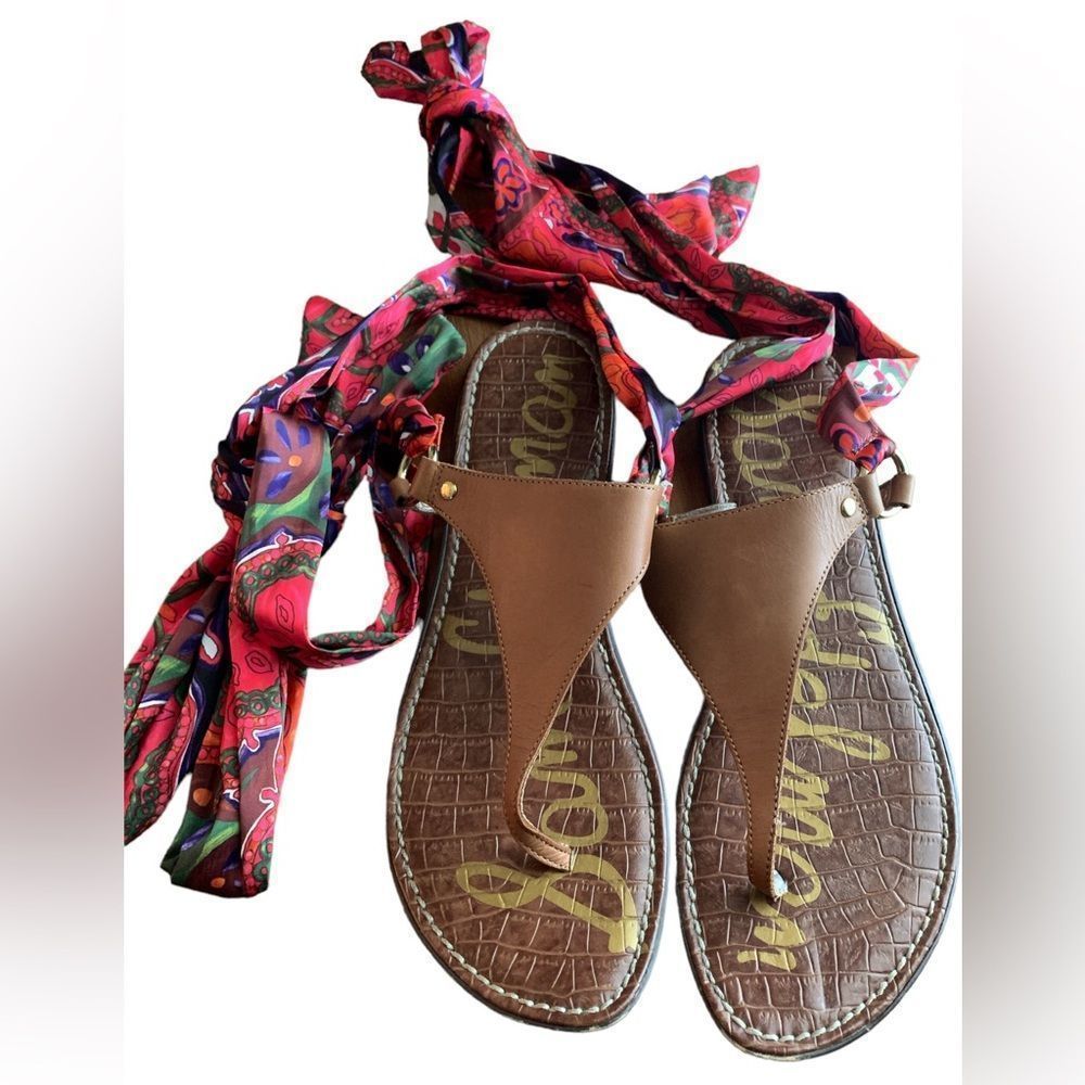 Sam Edelman, Women’s Multicolor Brown Pink Lace Up Sandals, Size 10.5, Used